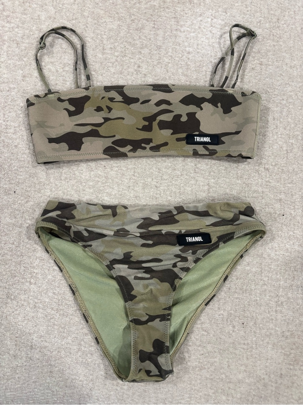 triangl swimwear Green Camo Bandeau Bikini Set